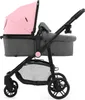 A side view of a pink and gray Kinderkraft multi-functional stroller. Produktbild-Vorschau