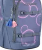 A close-up view of a backpack's front panel, showing a tassel keychain and a patterned design. Produktbild-Vorschau