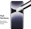 A smartphone screen protector being tested for hardness with a utility knife. Produktbild-Vorschau