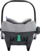 A close-up, front view of a grey and black baby car seat base with a black handle. Produktbild-Vorschau