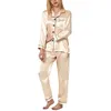 Satin Schlafanzug Damen, zweiteiliges Pyjama Damen Lange Produktbild-Vorschau 1