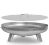A silver metal fire pit with a lid, shown on a white background. Produktbild-Vorschau