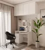 Port Left Desk with Overhang White Matte Drawer Shelves for Voir les images du produit 1