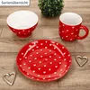6er Set Love Kaffeebecher Porzellan rot weiße Herzen 300ml Produktbild-Vorschau 5