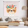 MuchoWow® Wandteppich Wandbehang Faultier - Blumen - Produktbild-Vorschau 2