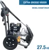 A gray pressure washer with a black engine and wheels, shown from a side angle. Produktbild-Vorschau