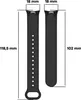 Two black watch straps are shown with dimensions indicated by lines and text. Produktbild-Vorschau