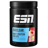 A black container of ESN Iso Clear Whey Protein Isolate with product details and a beverage illustration. Produktbild-Vorschau