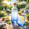 2x Wasserkaraffe 1,25L Smoke Blau Karaffe mit Korken Deckel Produktbild-Vorschau 3