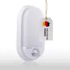 A white LED outdoor light with a motion sensor, featuring a tag with the German flag and the text 'DEUTSCHE MARKE'. Produktbild-Vorschau