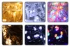 A collage of six close-up images of LED string lights in various colors. Produktbild-Vorschau