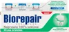 Product packaging for Biorepair toothpaste, showing illustrations of teeth and text describing its benefits. Produktbild-Vorschau