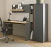 A modern home office setup with a desk, chair, and storage unit. Produktbild-Vorschau