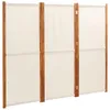 A three-panel room divider made of wooden frames and cream-colored fabric. Produktbild-Vorschau