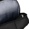 A close-up view of the inside of a black backpack, showing a gray lining and a small pocket. Produktbild-Vorschau