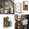 Collage of bathroom furniture, including a vanity and storage cabinets, in a modern setting. Náhled obrázku produktu