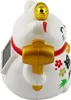 A white Maneki-neko (lucky cat) figurine with gold accents and red collar, shown from the side. Produktbild-Vorschau