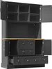 A dark gray cabinet with a light wood countertop, shown with doors and drawers open. Podgląd zdjęcia produktu