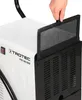 A hand is shown removing a filter from a white dehumidifier. Produktbild-Vorschau