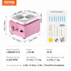 A pink mini pottery wheel with dimensions and accessories shown. Produktbild-Vorschau