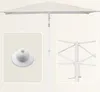 A white rectangular umbrella with close-up views of its top knob and internal mechanism. Produktbild-Vorschau