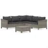 vidaXL 6-tlg. Garten-Lounge-Set mit Kissen Grau Poly Rattan Produktbild-Vorschau 1