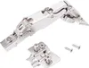 A metal hinge and mounting plate with screws on a white background. Produktbild-Vorschau