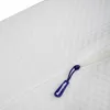A close-up of a white textured fabric with a blue zipper pull attached to a zipper. Produktbild-Vorschau