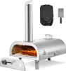 A stainless steel pizza oven with accessories on a white background. Produktbild-Vorschau