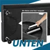 A close-up view of a folded sofa bed, showing how the legs are stored inside a compartment. The word "UNTEN" (German for "below") is prominently displayed. Produktbild-Vorschau