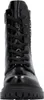 A front view of a black patent leather lace-up boot. Náhled obrázku produktu