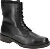 A black leather lace-up boot is shown from the side against a white background. Produktbild-Vorschau
