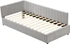 A gray upholstered daybed with a slatted wooden base is shown from a slightly elevated side angle against a white background. Produktbild-Vorschau