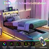 UnboxG Graues Samt-Einzelbett 90x200 cm mit Stauraum, Produktbild-Vorschau 2