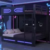 Merax Eisenbett Hochbett 140x200cm mit LED Beleuchtung und Produktbild-Vorschau 1