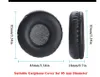 Two views of a black earphone cushion with dimensions indicated by text and lines. Produktbild-Vorschau