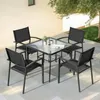 5-teiliges Gartenmöbel Set, Esstisch und 4 stapelbare Produktbild-Vorschau 1
