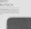 A close-up of the underside of a gray seat cushion with anti-slip nubs, accompanied by descriptive text about its features. Anteprima dell’immagine prodotto