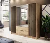 Čtyřdveřová skříň se zrcadlem MARFA - šířka 206 cm, dub Náhled obrázku produktu 1