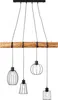 BRILLIANT Keyla Pendelleuchte 4flg schwarz/holzfarbend Produktbild-Vorschau 4