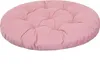 A round, tufted pink cushion on a white background. Produktbild-Vorschau