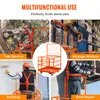Collage of four images showing a work platform being used for different tasks, with a central image of the platform itself. Podgląd zdjęcia produktu