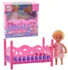 Lean Mini-Puppe Im Schlafanzug Kinderbett Rosa Set Produktbild-Vorschau 1