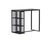 A black metal frame desk with dark gray wood-effect top and shelves, featuring mesh sides. Produktbild-Vorschau