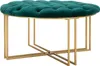 Pouf 90 x 49 x 90 cm in metallo tessuto oro verde Anteprima dell’immagine prodotto 2