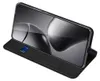 A black flip case for a smartphone is shown standing upright, with a credit card inserted into a slot on the case. Náhľad obrázku produktu