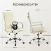 A size chart for an office chair, showing dimensions and weight capacity. Produktbild-Vorschau