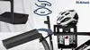 A product image showing a bicycle rack attachment with a helmet and water bottles, with inset images demonstrating assembly. Náhled obrázku produktu