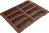 A brown silicone baking mold with eight rectangular cavities for making bars. Podgląd zdjęcia produktu