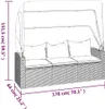 vidaXL 3-Sitzer-Gartensofa mit Dach und Fußhocker Grau Poly Produktbild-Vorschau 6